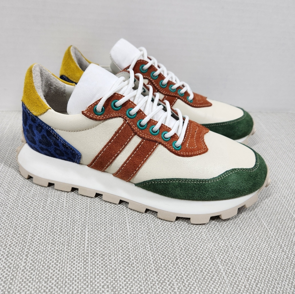 Girotti Size 38 Leather Sneaker  Multicolor Women Fashion Shoes